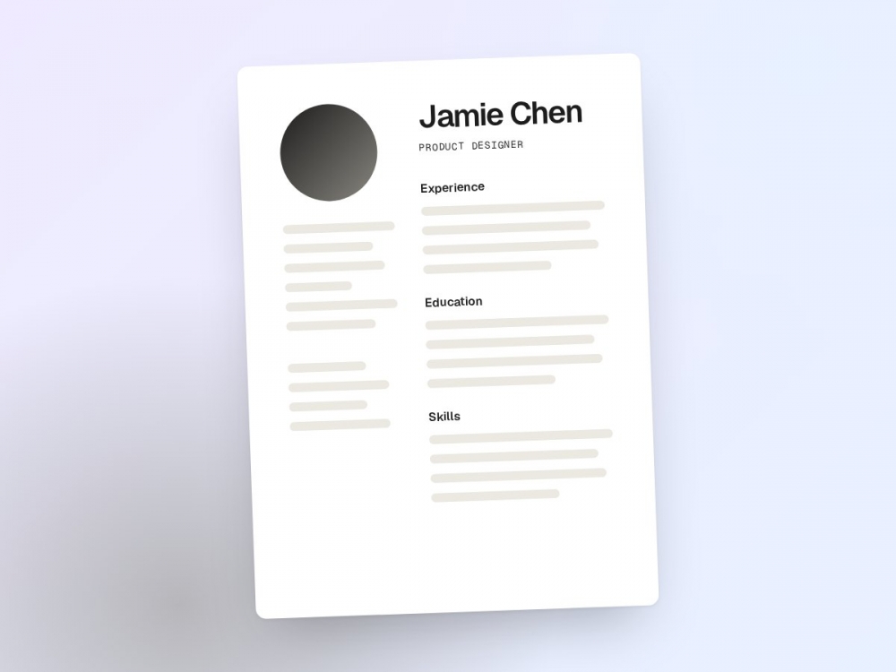 Creative resume and portfolio page
