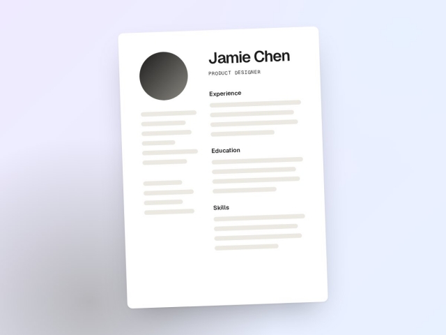 Creative resume and portfolio page