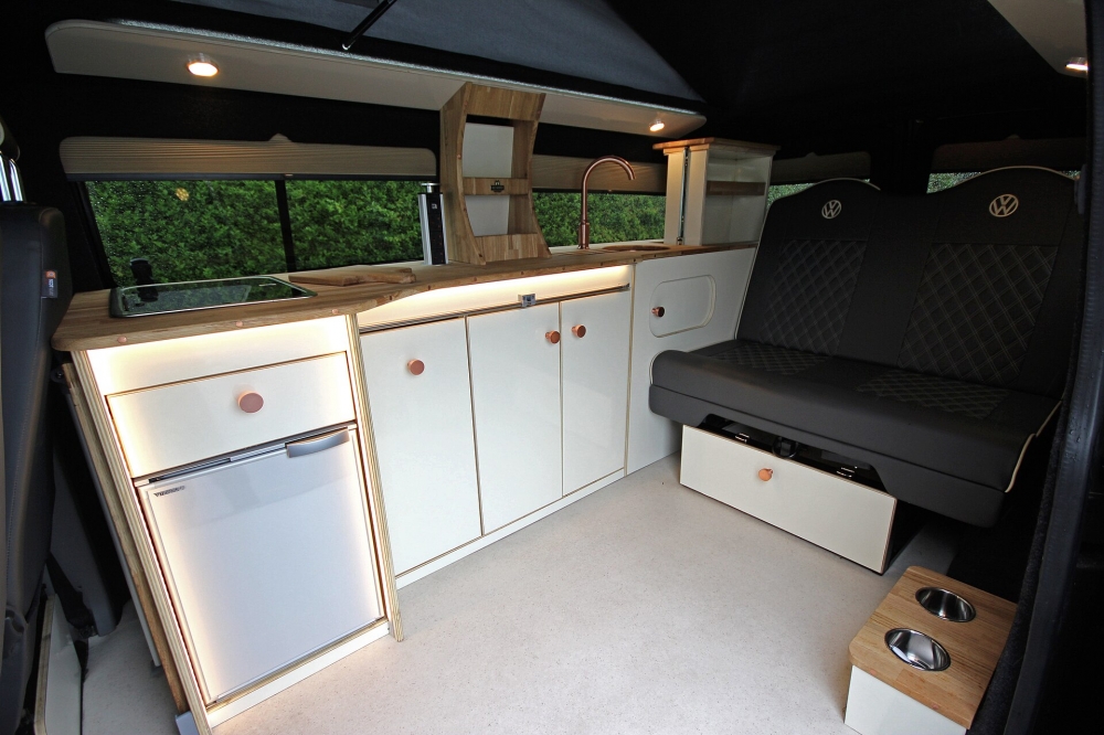Hand-built VW Transporter, oak interior