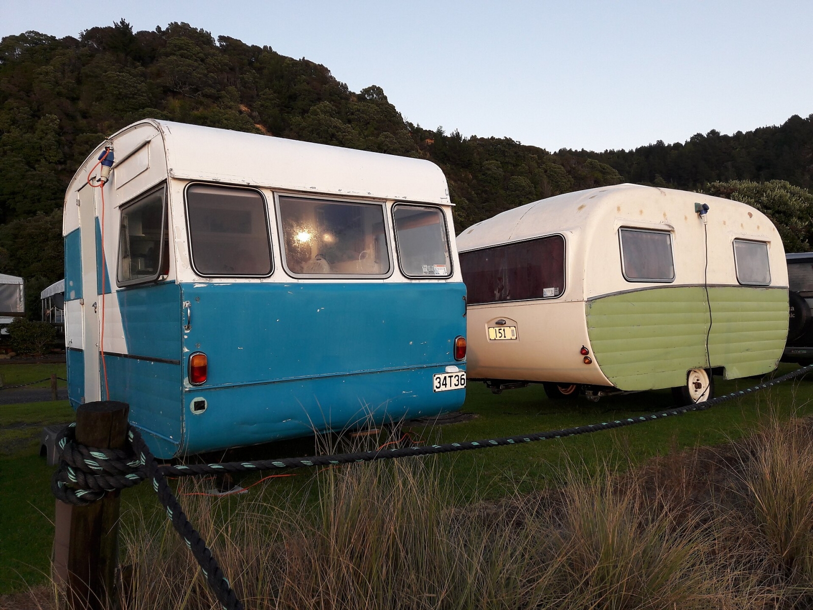 Two vintage caravans, five berths