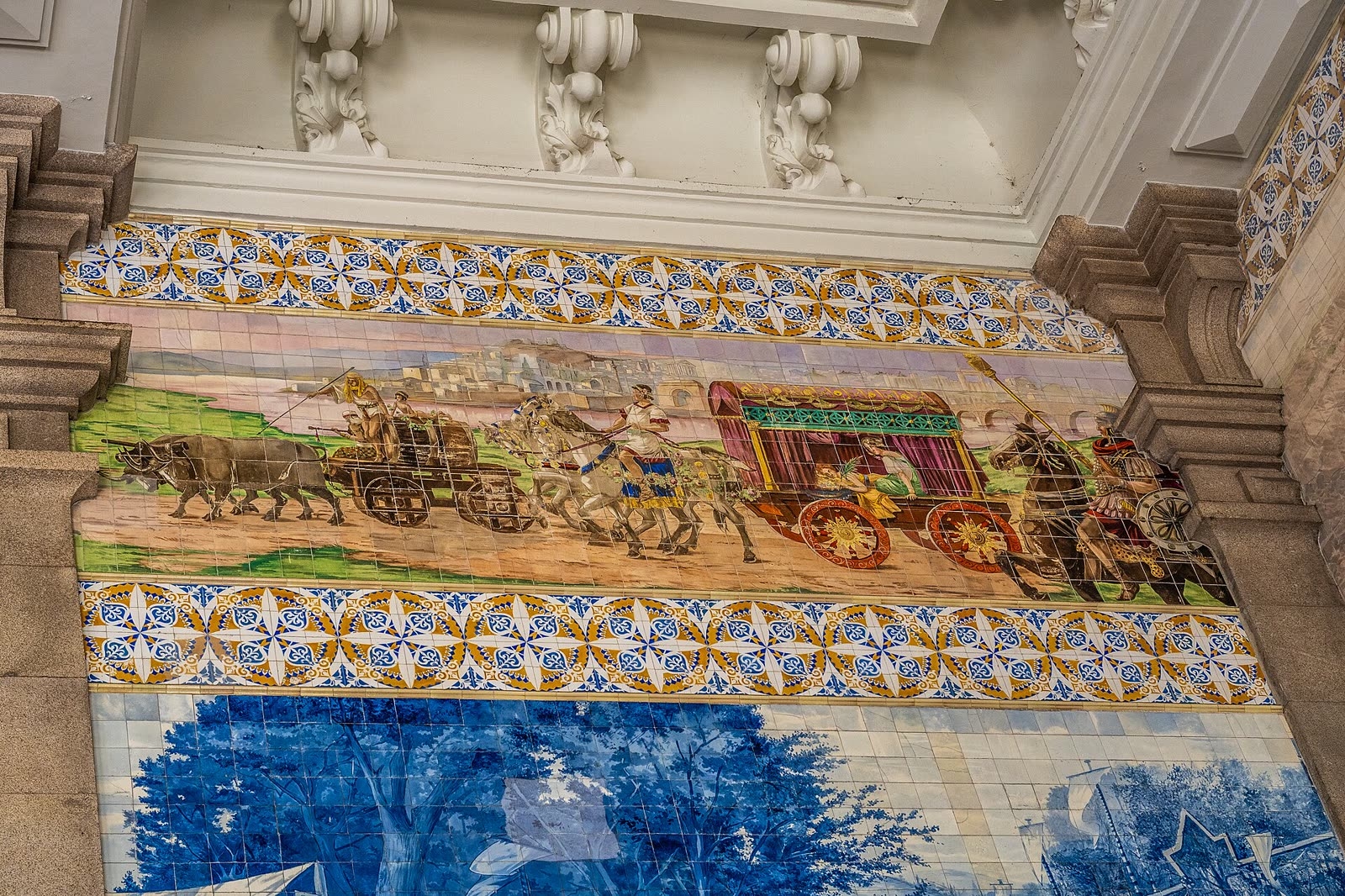 Hand-painted azulejo tile, Lisbon blue